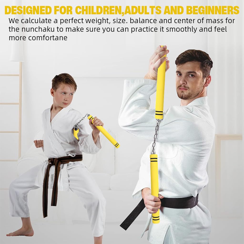 Proberos Kids Nunchucks for Martial Arts Training with 360 Degree Rotation and EVA Foam Handles