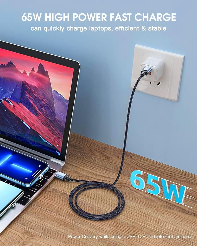 ZORBES USB C Cable for iPhone 3.3ft PD 60W Fast Charging with Magnetic Connectors | Nylon Braided Design