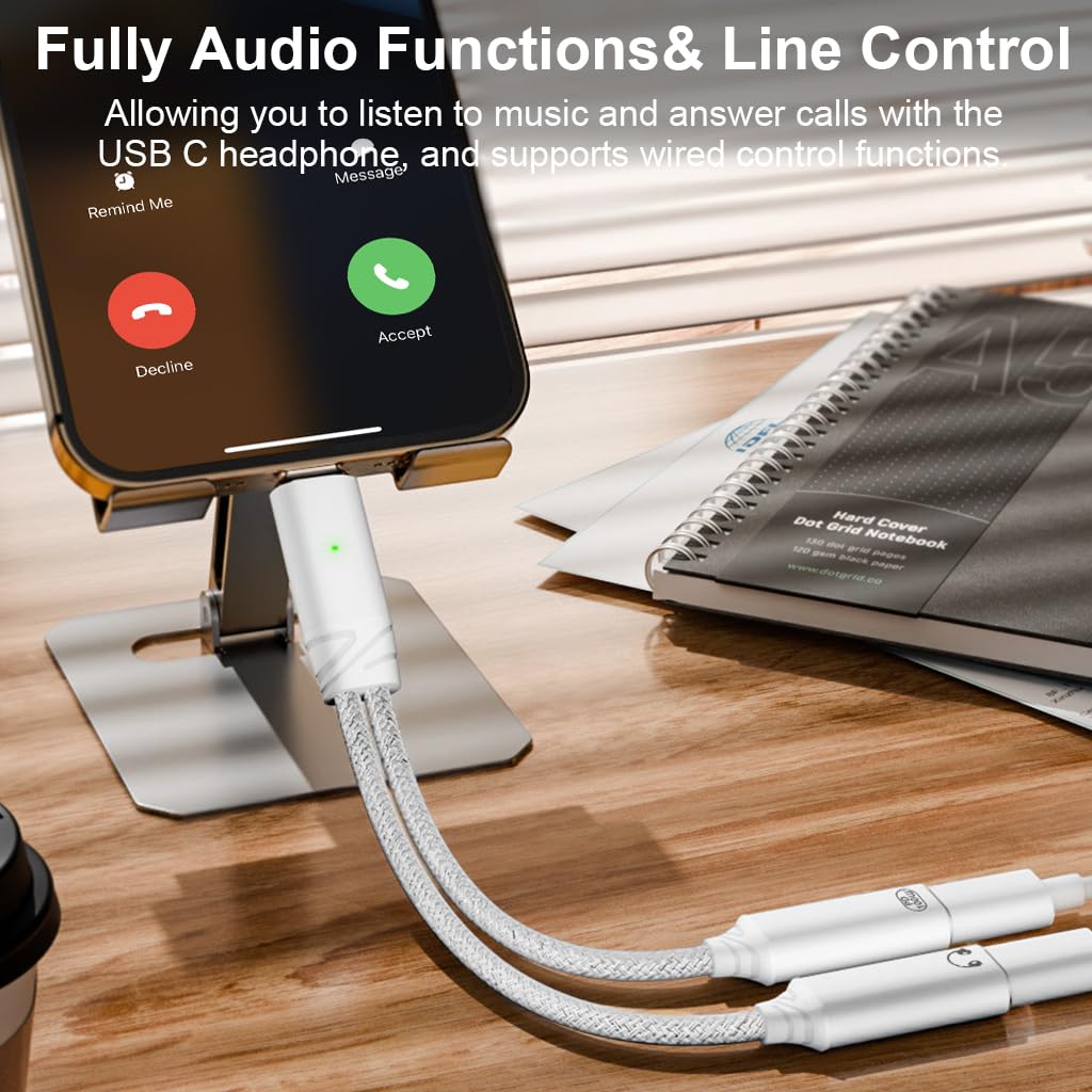 ZORBES USB C to Lightning Audio Adapter with 100W Charging and DAC Chip | White Aluminium