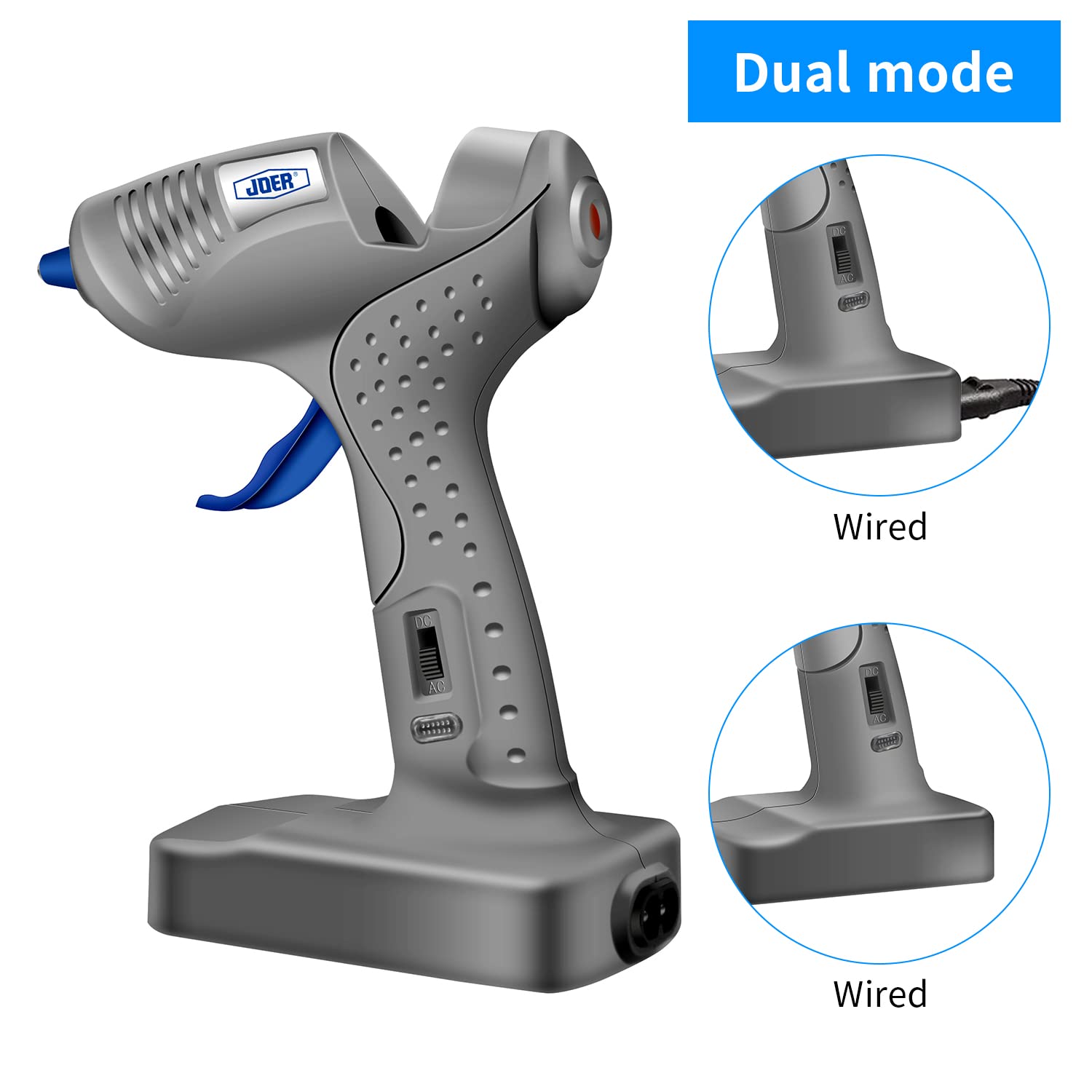 ELEPHANTBOAT Hot Glue Gun for DIY Crafts with Dual Power Supply and Stand Up Base | 20W Fast Preheating