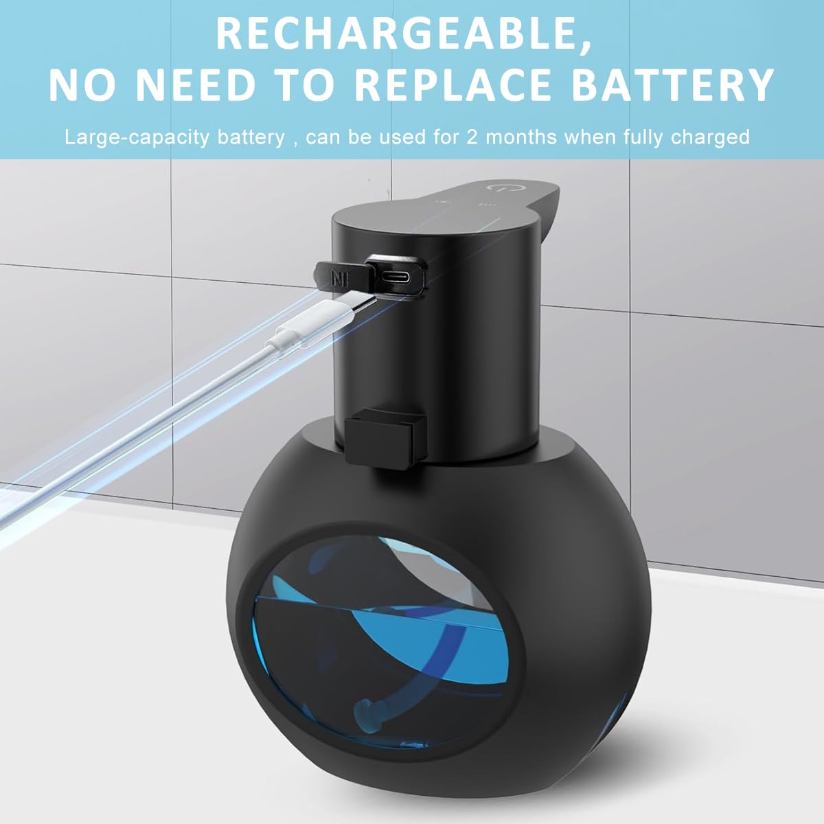 Supvox Automatic Soap Dispenser 420ml for Bathroom and Kitchen with 4 Modes USB Rechargeable Sensor | IPX5 Waterproof Touchless Hand Wash Design