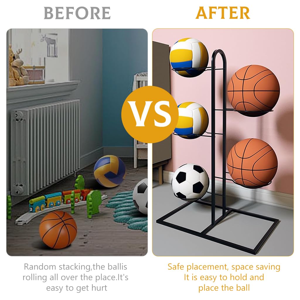 Proberos Basketball Storage Rack for Garage and Gym with 25.3 in Metal Stand | Multi Ball Organizer