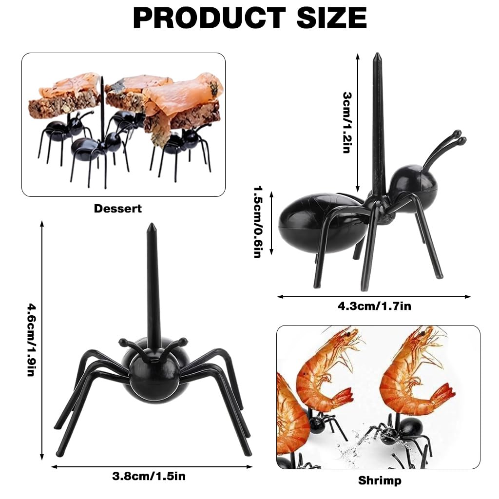 Supvox Fruit Forks for Snacks and Desserts featuring 24pcs Ant Shaped Reusable Picks | Fun Party Tableware