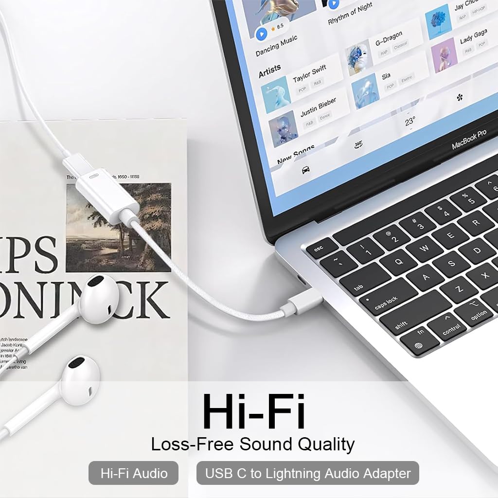 ZORBES USB C to Lightning Audio Adapter with DAC Chip and 480 Mbps Transfer for iPhone | PD 100W Fast Charging