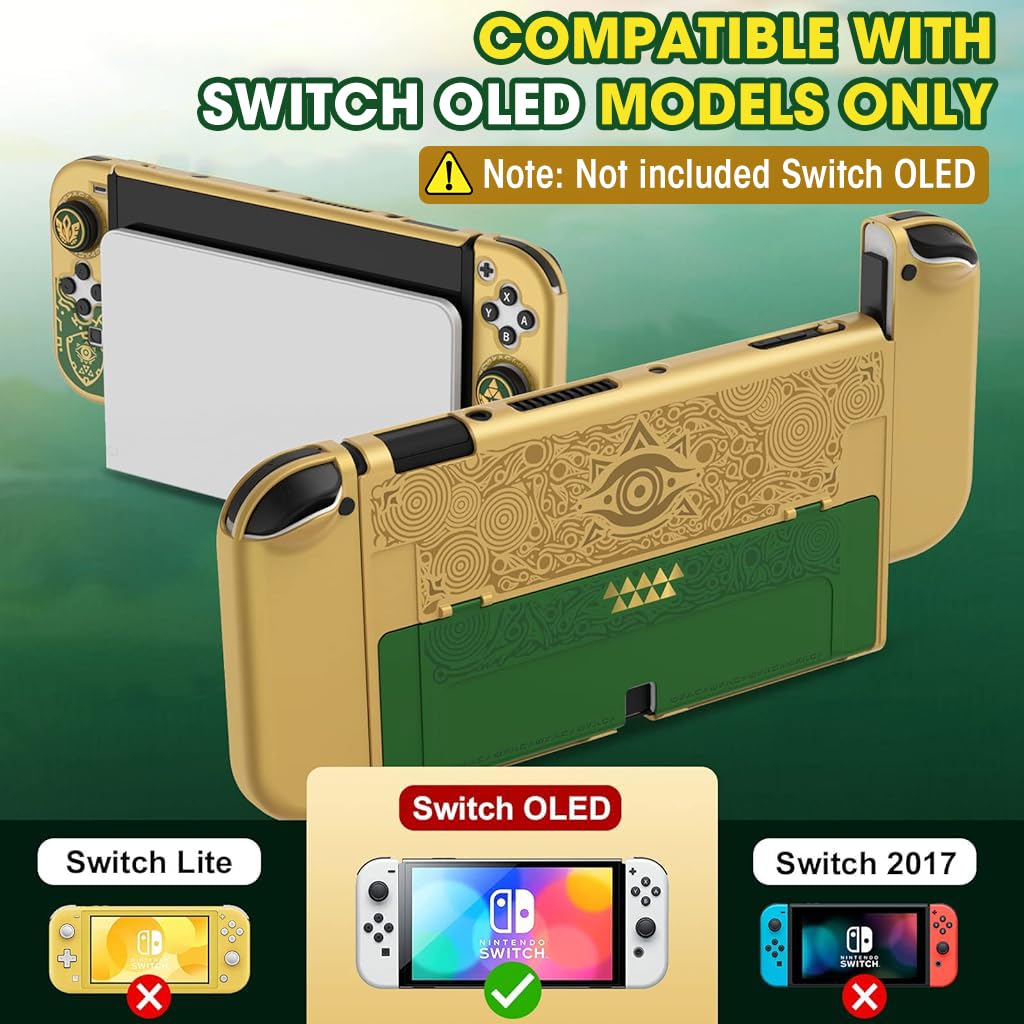 ZORBES® Case for Nintendo Switch OLED, Shock-Absorption Joy-Con Grips Cover Joystick Thumb Caps Hard PC Protective Case with Kickstand for Switch OLED, Anti-Scratch Protective Cover for Nintendo Switch OLED