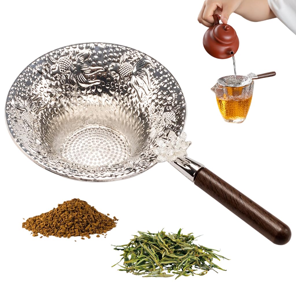 Supvox Tea Infuser for Loose Leaf Brewing with 3.14 in Mesh Basket and Wooden Handle | 3D Lotus Design
