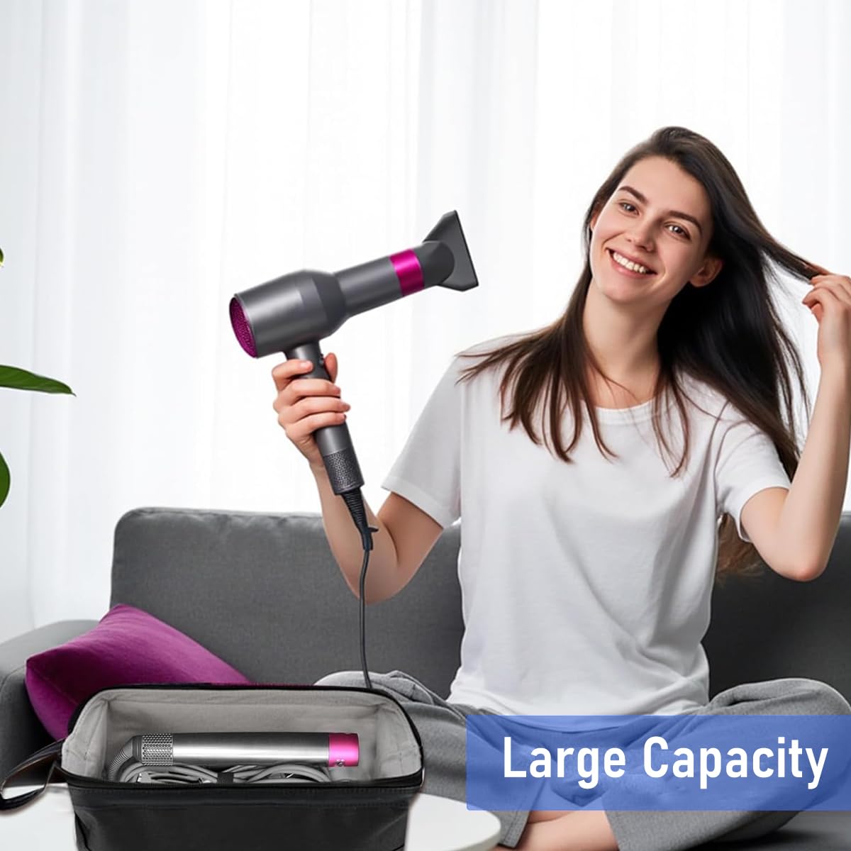 MAYCREATE Hair Tools Travel Bag for Dyson and Shark Flexstyle featuring 40x19x16cm Capacity | Waterproof Black Organizer