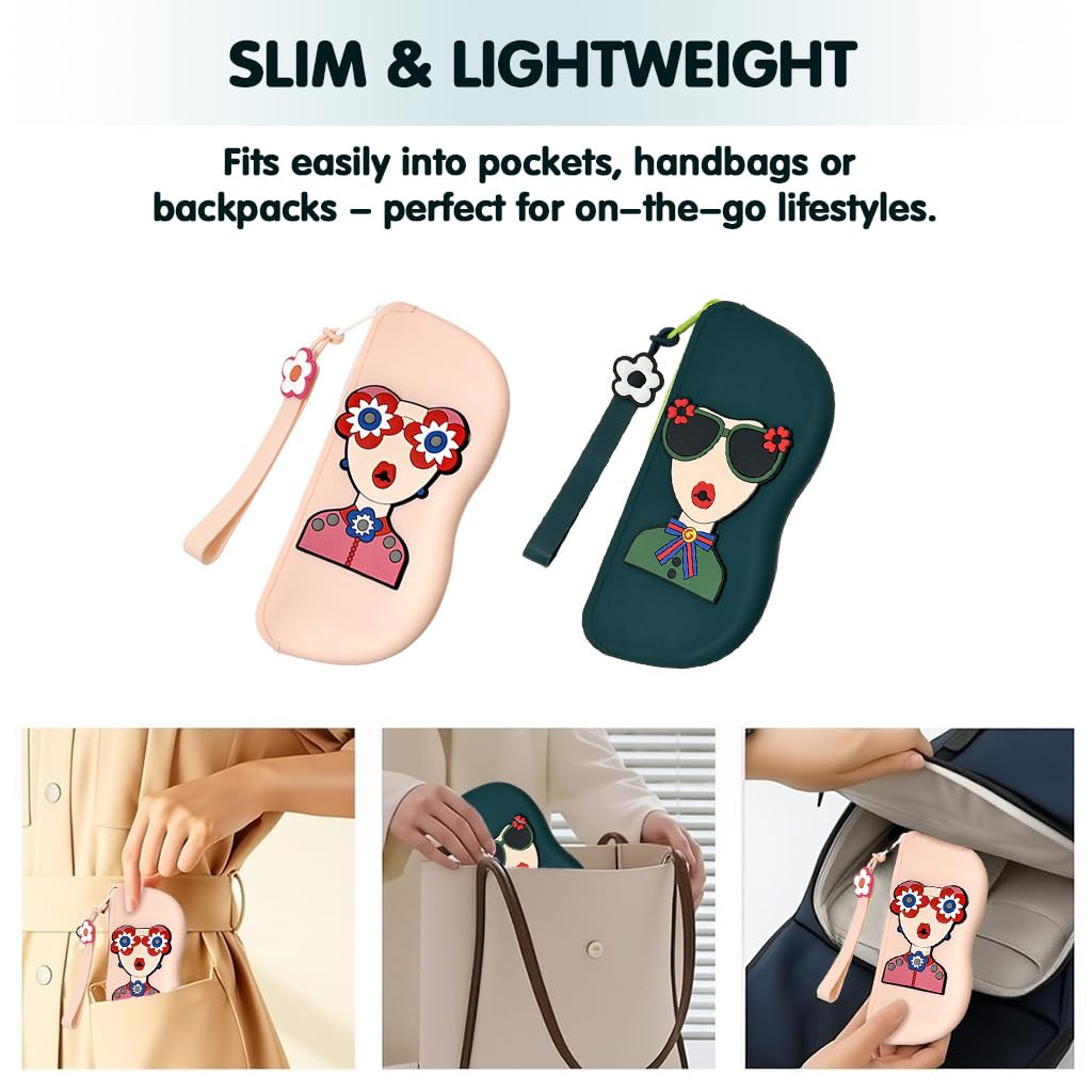 PROBEROS Sunglasses Cases Pack of 2 featuring zipper closure and silicone body 17x7.5cm | with lanyard for easy carrying