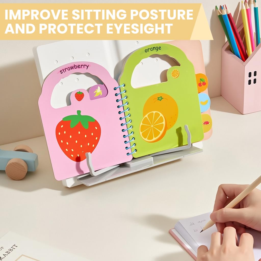 ZORBES Adjustable Book Holder Stand for Study and Work with 6 Angle Settings | Foldable ABS Reading Rest