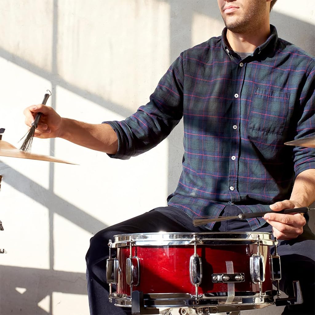 HASTHIP Drum Brushes for Jazz and Blues with Retractable Wires and Stainless Steel Tips