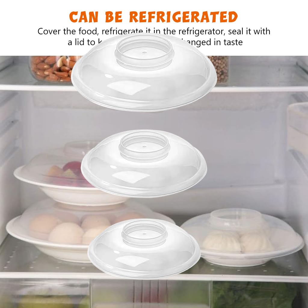 Supvox® Microwave Dish Cover Anti-splatter Plate Cover 3 Sizes Heat Resistant Clear Dish Cover Microwave Use Food Plate Cover Food Grade PP Kitchen Home Plate Cover Lids