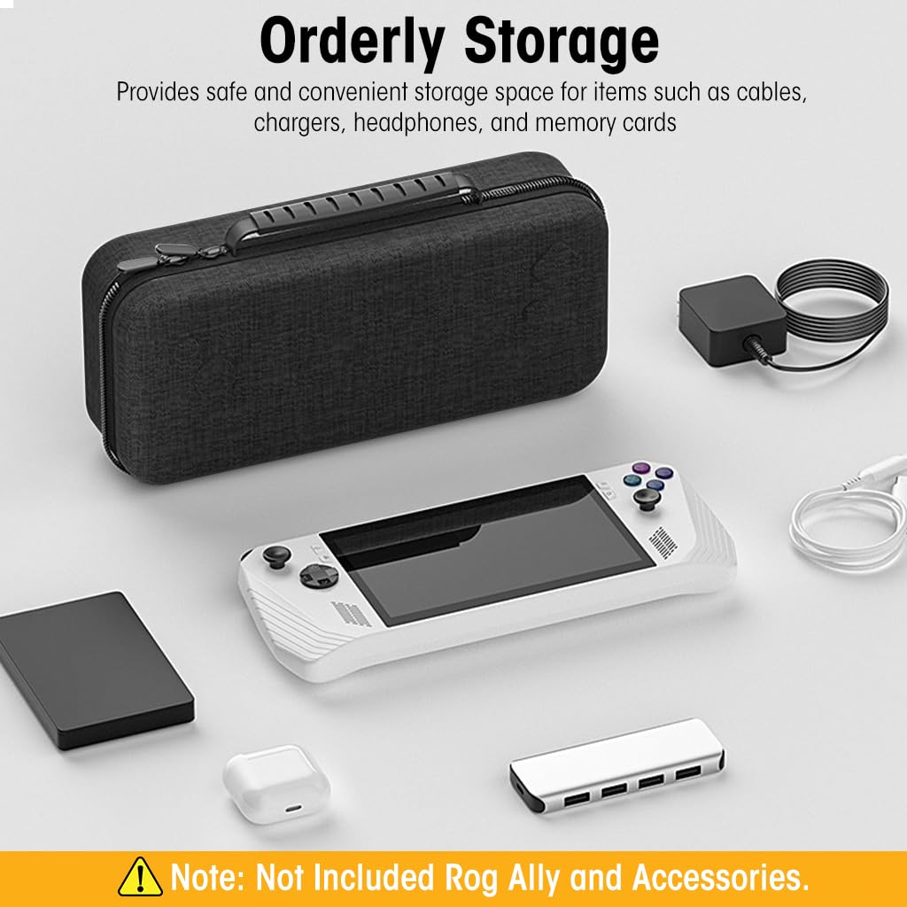 ZORBES Carrying Case for Rog Ally featuring Mesh Pouch Storage and Handle | 12.79 x 5.47 x 3.35 in EVA Protective Travel Bag