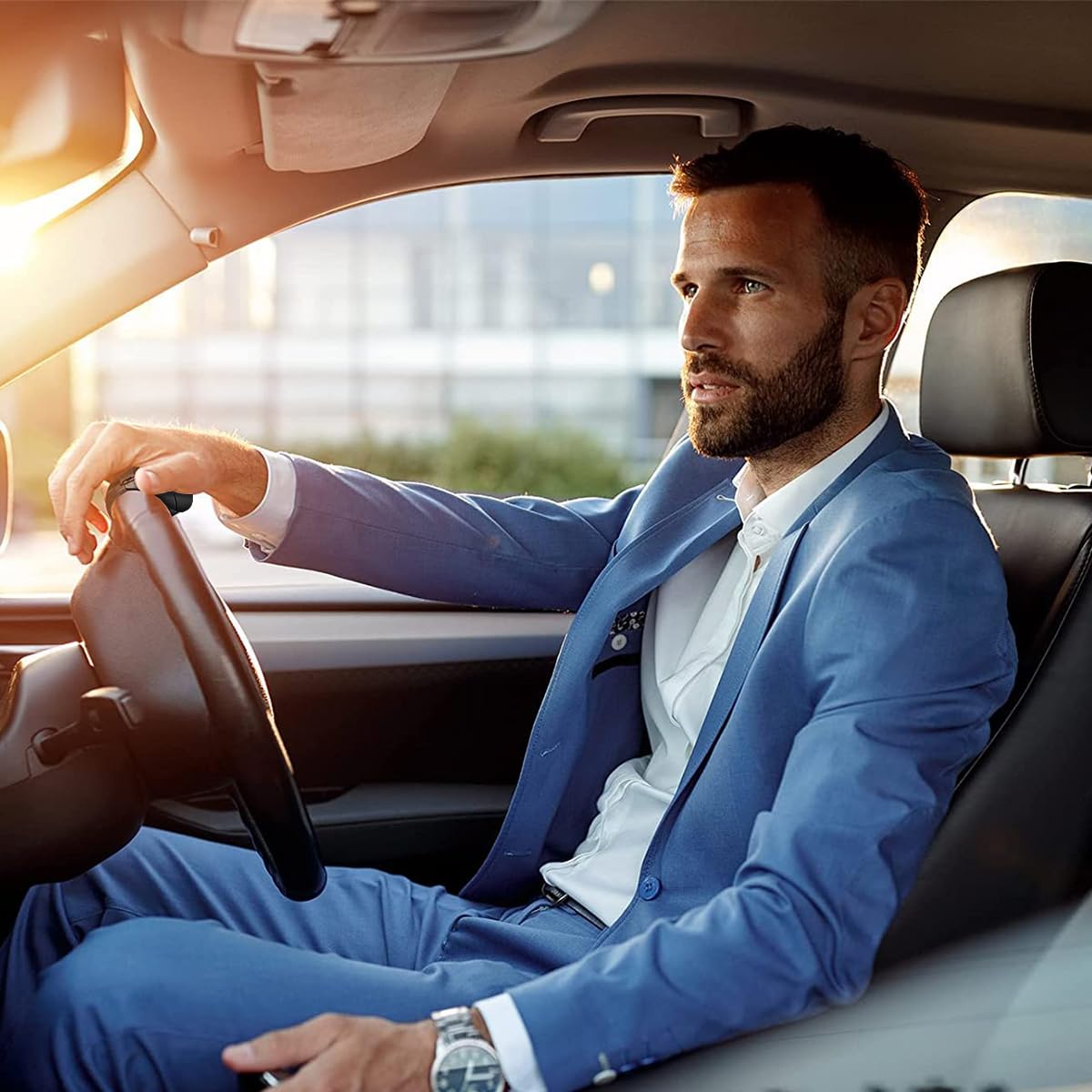 STHIRA Power Handle Car Steering Wheel Knob for Easy Control with 360° Rotatable Design and Anti Slip Silicone Cap