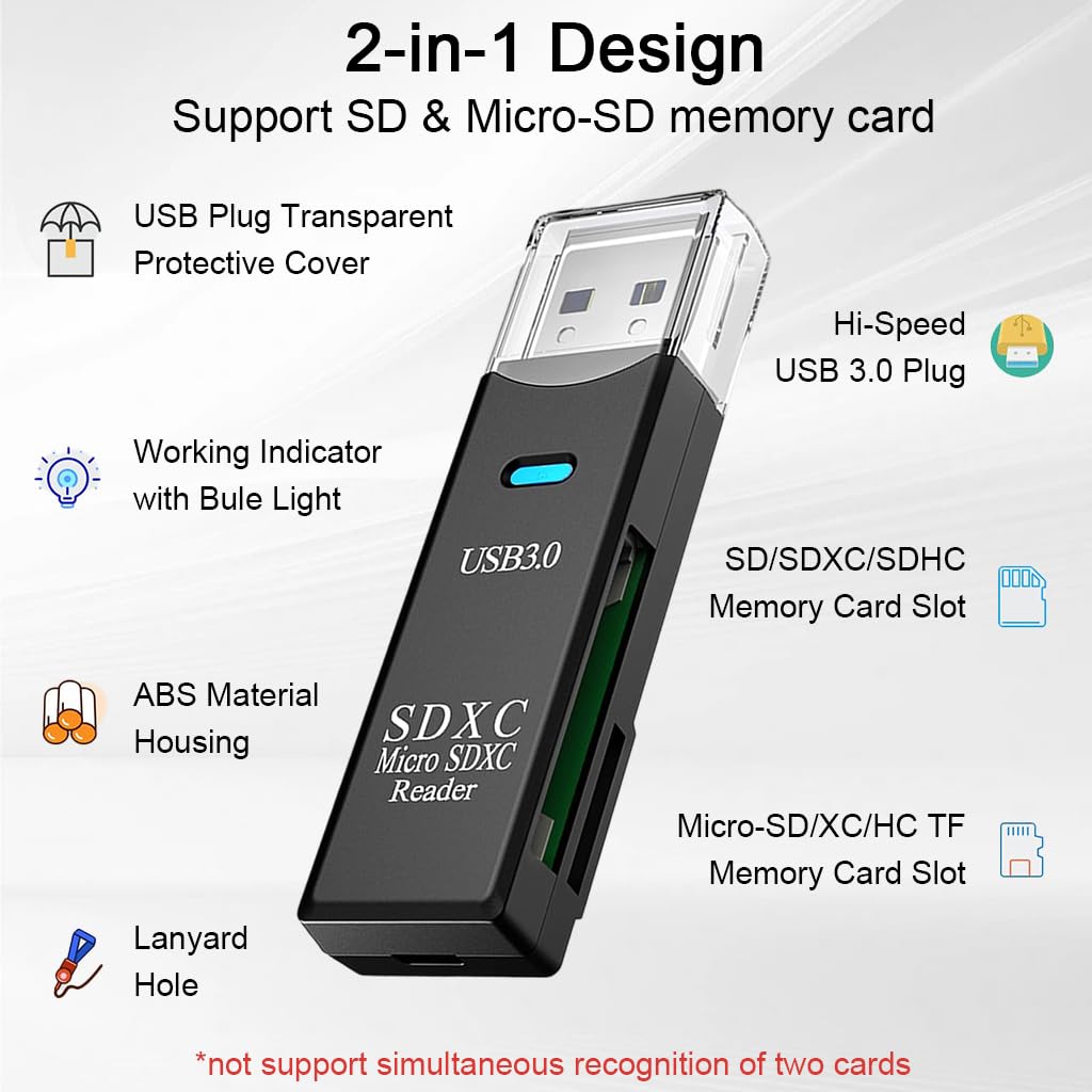 ZORBES USB3.0 Micro SD Card Reader with 5Gbps Transfer Speed and 2‑in‑1 Dual Slot Design | Supports Up to 512GB
