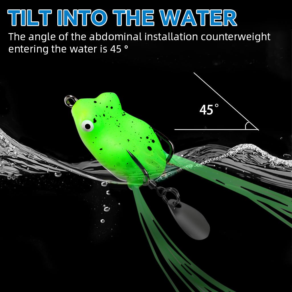 Proberos Frog Fishing Lures for Topwater Bass and Trout | 3 cm Soft Silicone Bait with Barbed Hooks