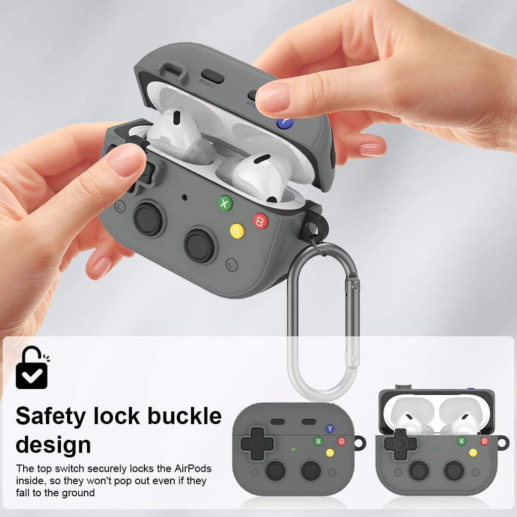 ZORBES Case for AirPods Pro 2 with Reinforced Corners and Metal Carabiner | TPU PC Shell
