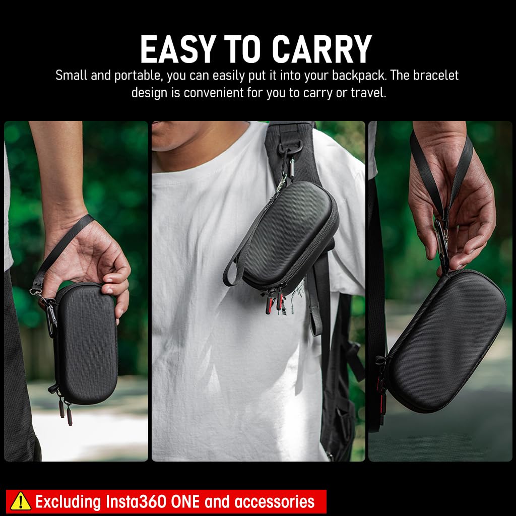 Carrying Case for Insta360 ONE RS Camera with 170 x 90.8 x 72.6mm Shell and Dual Zipper | Waterproof PU Bag featuring Custom Compartments