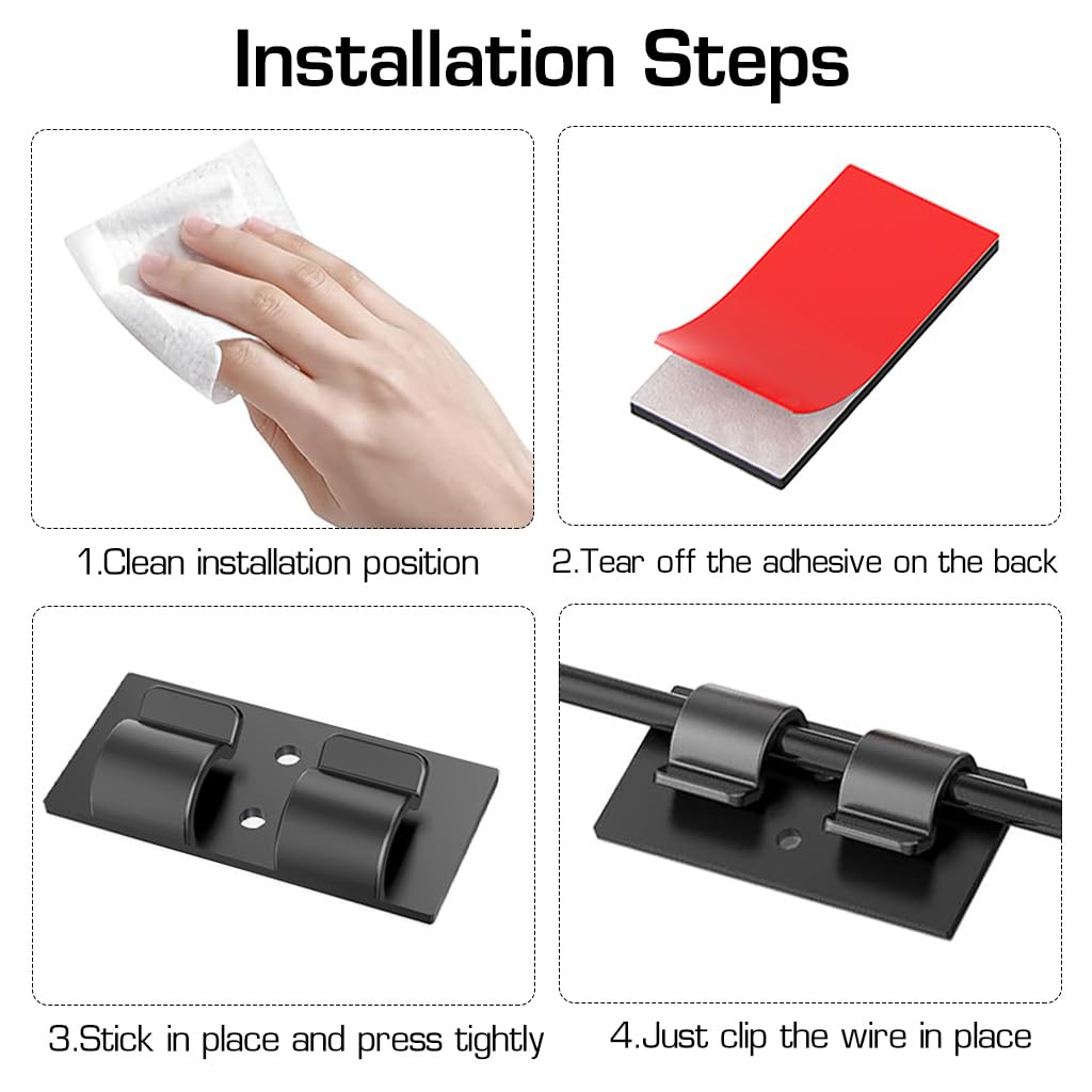 HASTHIP Cable Organizer for Christmas and Decorative Lights featuring Dual Slot Grip | 25pcs Black Plastic Clips