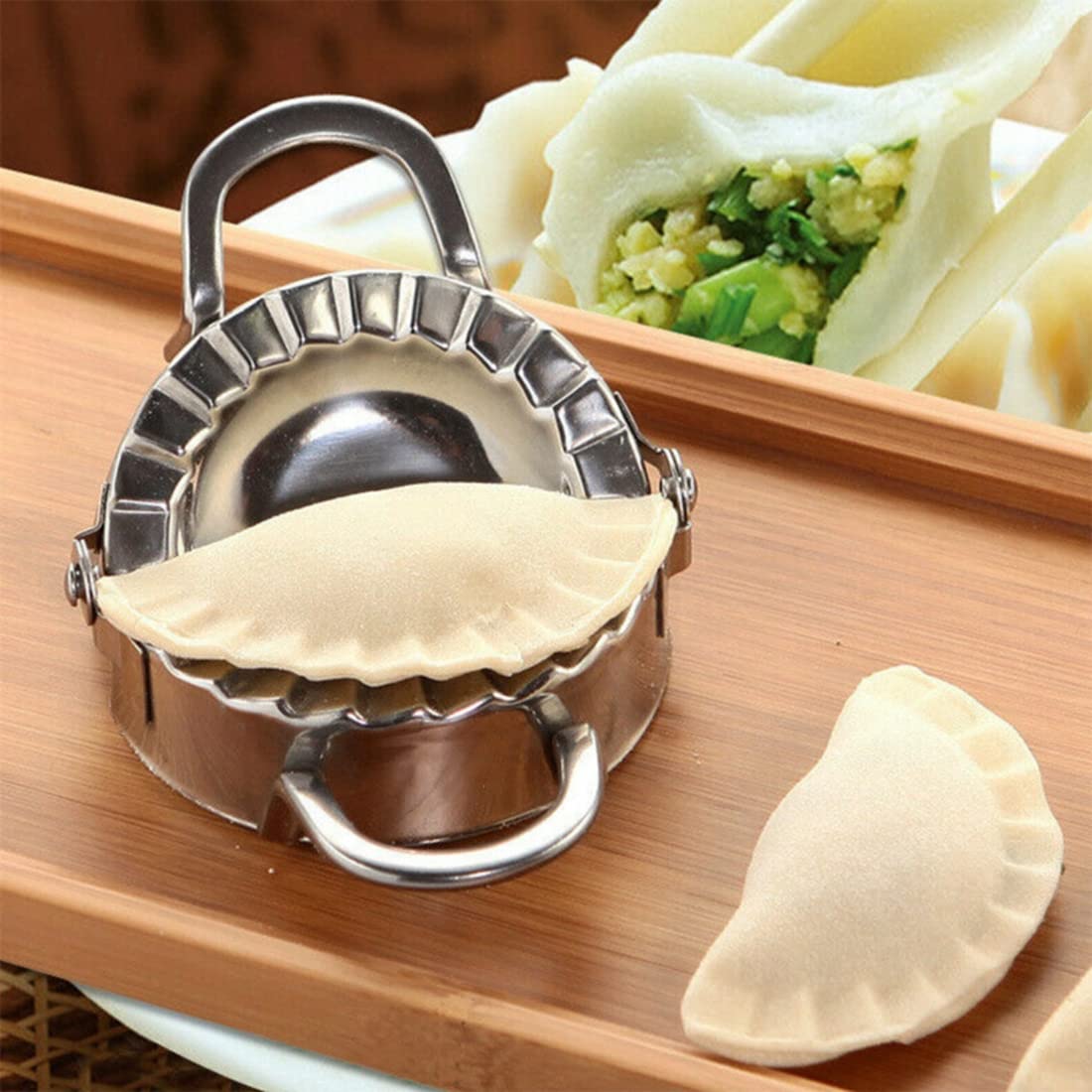 Supvox Dumpling Maker Set for Kitchen Use with 7.5cm Mold & Double Side Roller Cutter | Stainless Steel