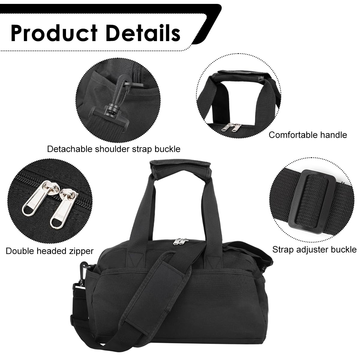 GUSTAVE Gym Bag for Travel and Sports featuring Multi Pockets Design 18x35x20cm Black