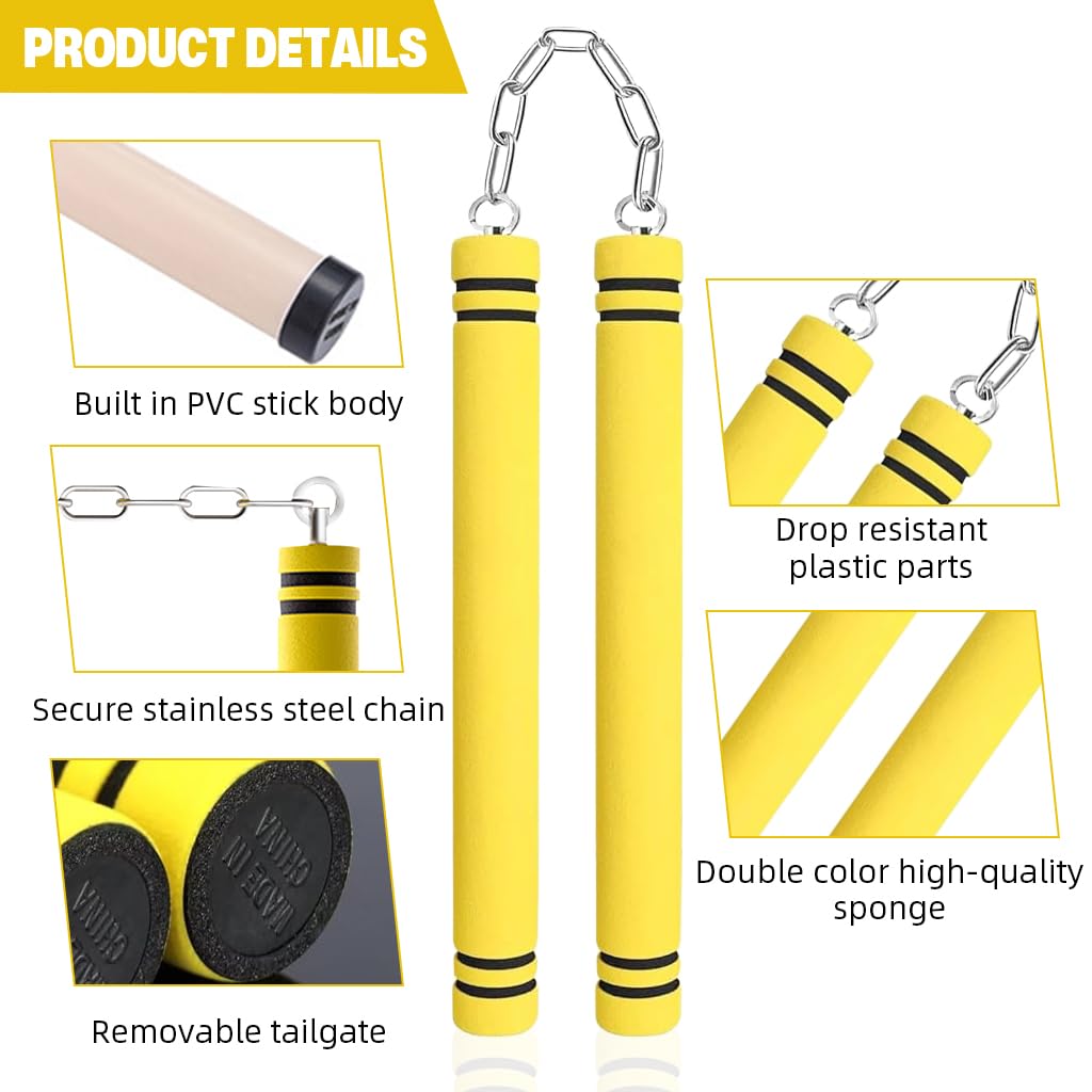 Proberos Kids Nunchucks for Martial Arts Training with 360 Degree Rotation and EVA Foam Handles