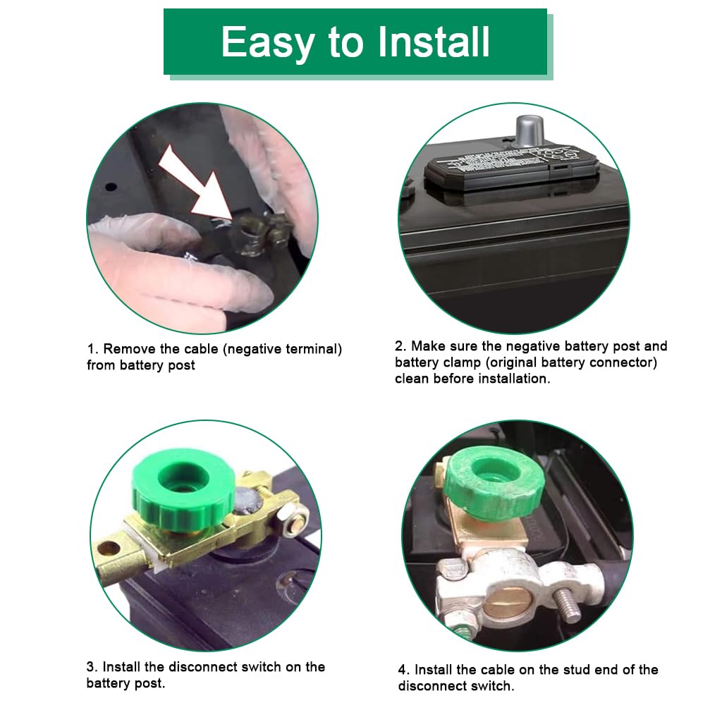 STHIRA Car Battery Cut Off Switch for 12V Vehicles with 0.59–0.67in Top Post | Power Control & Anti Theft