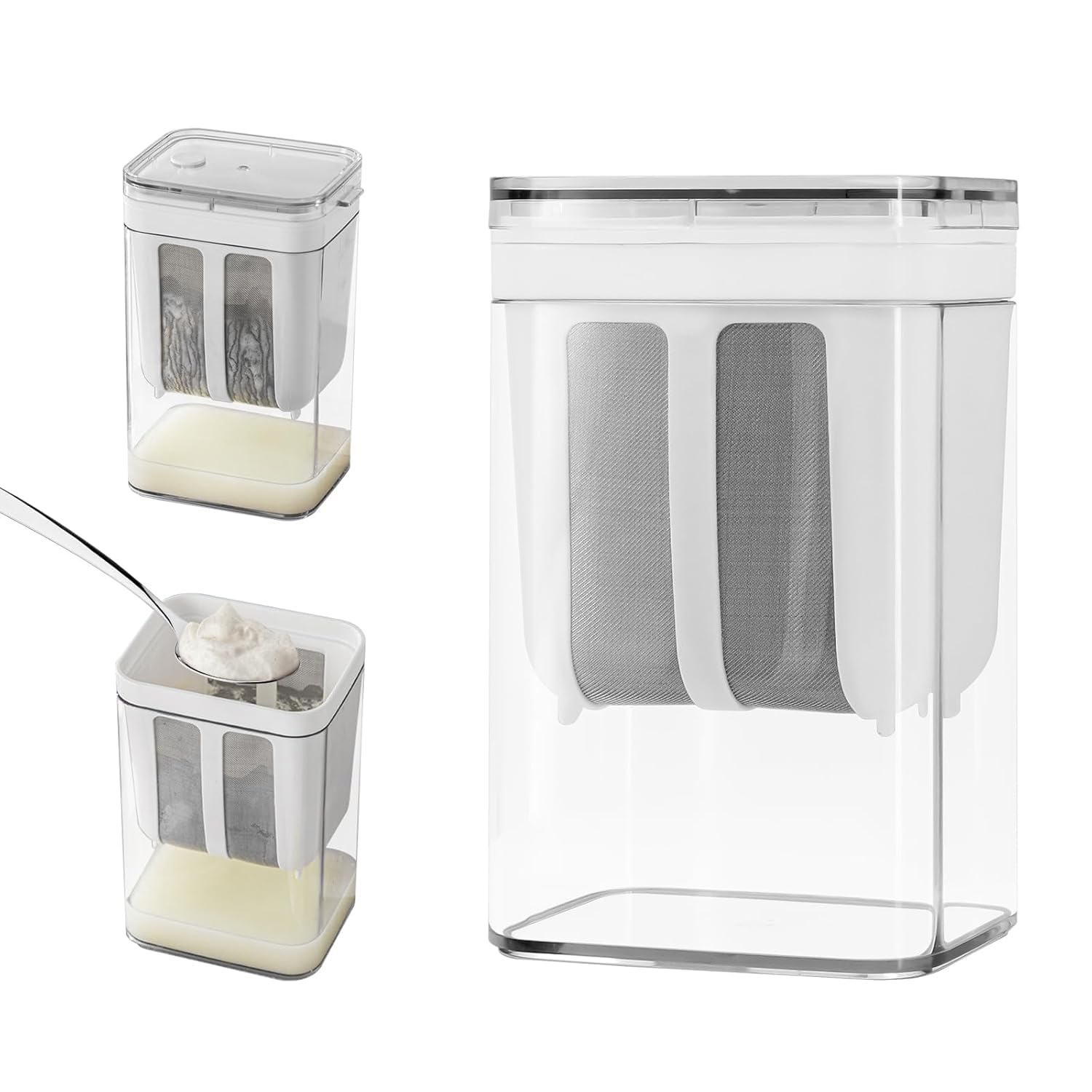 Supvox Greek Yogurt Maker for Homemade Curd and Cheese featuring 1100ml Capacity | Leak-Proof Fine Mesh Strainer