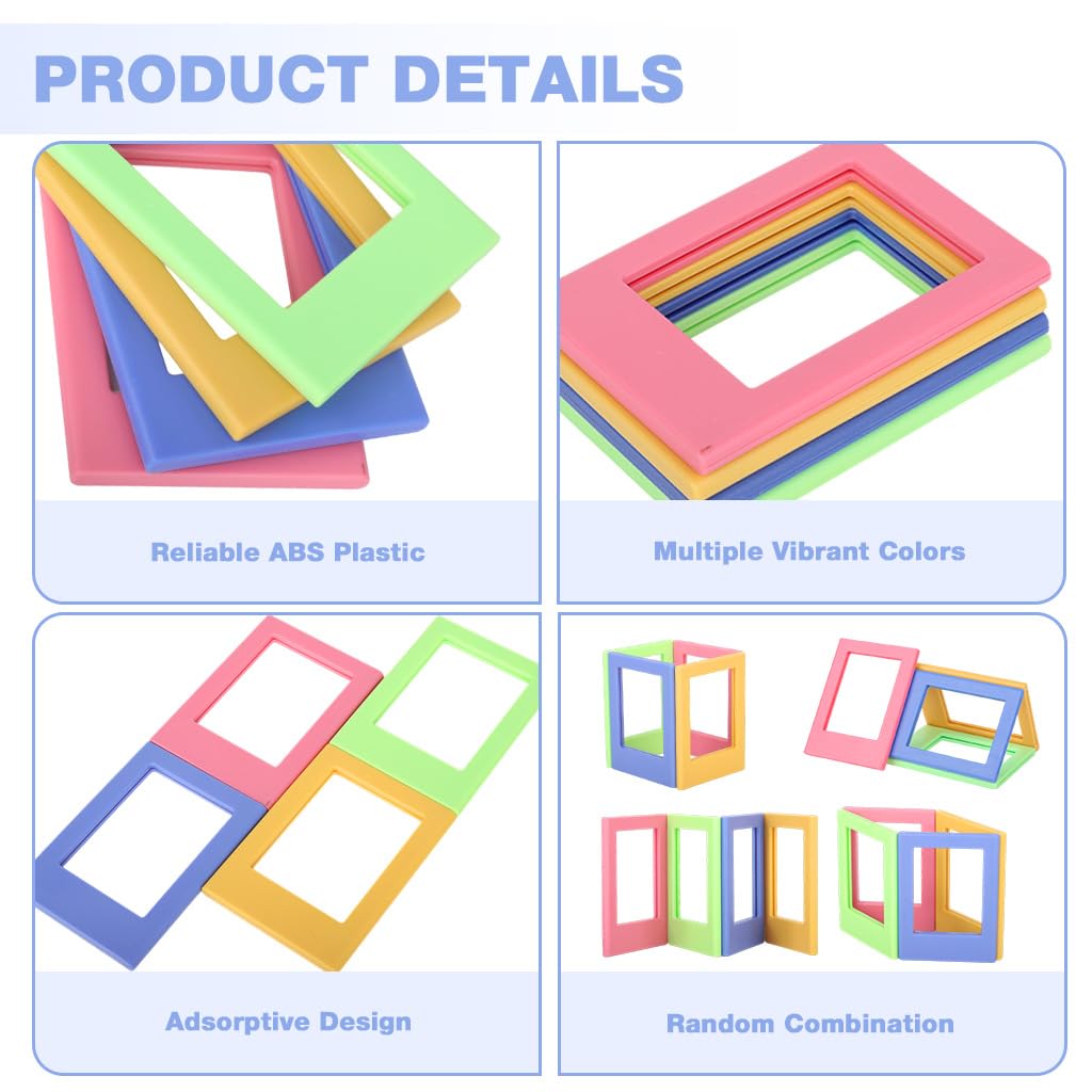 HASTHIP Magnetic Photo Frames for Refrigerator with Strong Magnet and Resin Build | 4Pcs 3in Colored Display