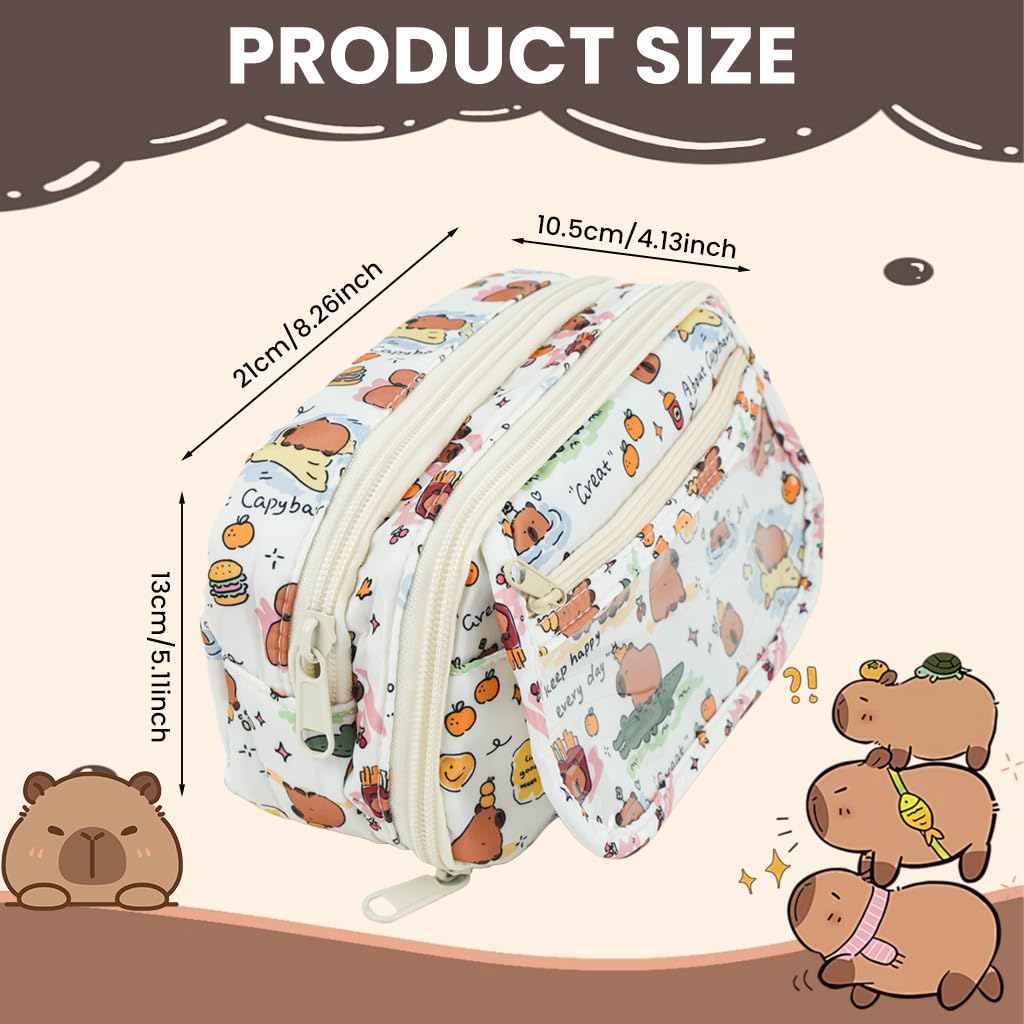 ZIBUYU Capybara Pencil Case for Students and Travel with 20x6x12cm Canvas Design | Cute Kawaii Organizer