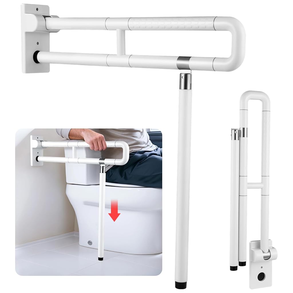 HANNEA® Non-Slip Toilet Handle for Bathroom, Assist Bar Handrails for Elderly Disabled Senior Pregnant-White