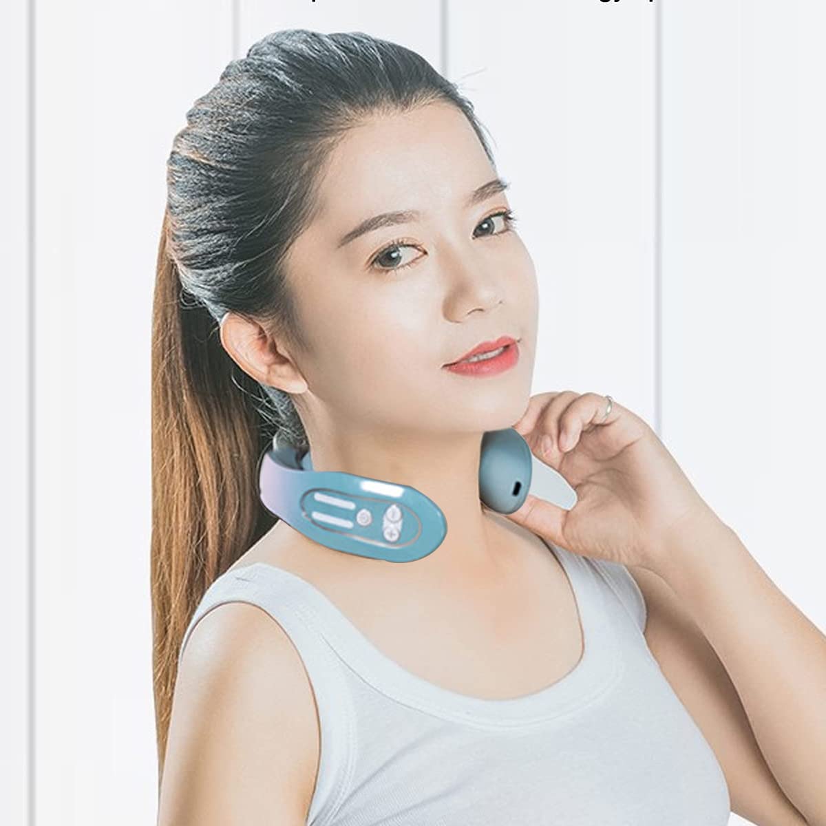 HANNEA Electric Neck Massager for Cervical Pain with 4 Modes and Heating Therapy | 15mins Smart Timing TENS Pulse
