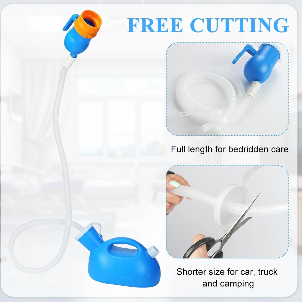 HANNEA Urine Collector for Men with 2000mL Capacity and Flexible Pipe | Spill Proof Portable Male Urinal