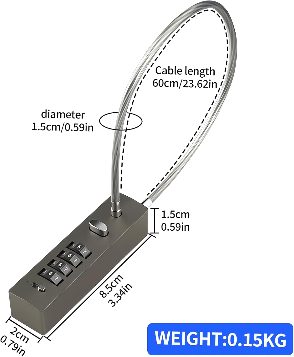 HASTHIP® Candado de Cable de 4 Dígitos