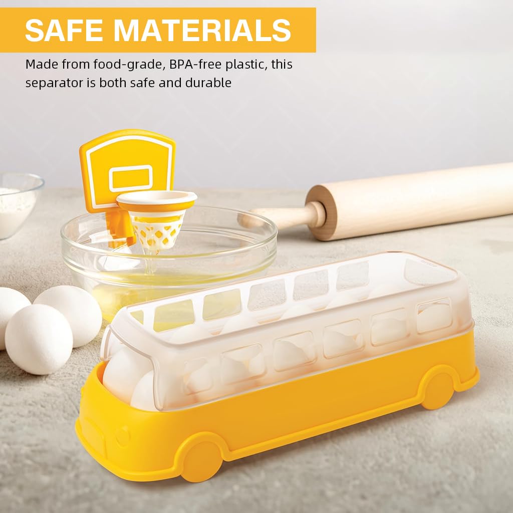 HASTHIP Kitchen Egg Yolk Separator for Baking and Cooking with Clip On Bowl Edge | Fun Basketball Hoop Design and BPA Free Plastic