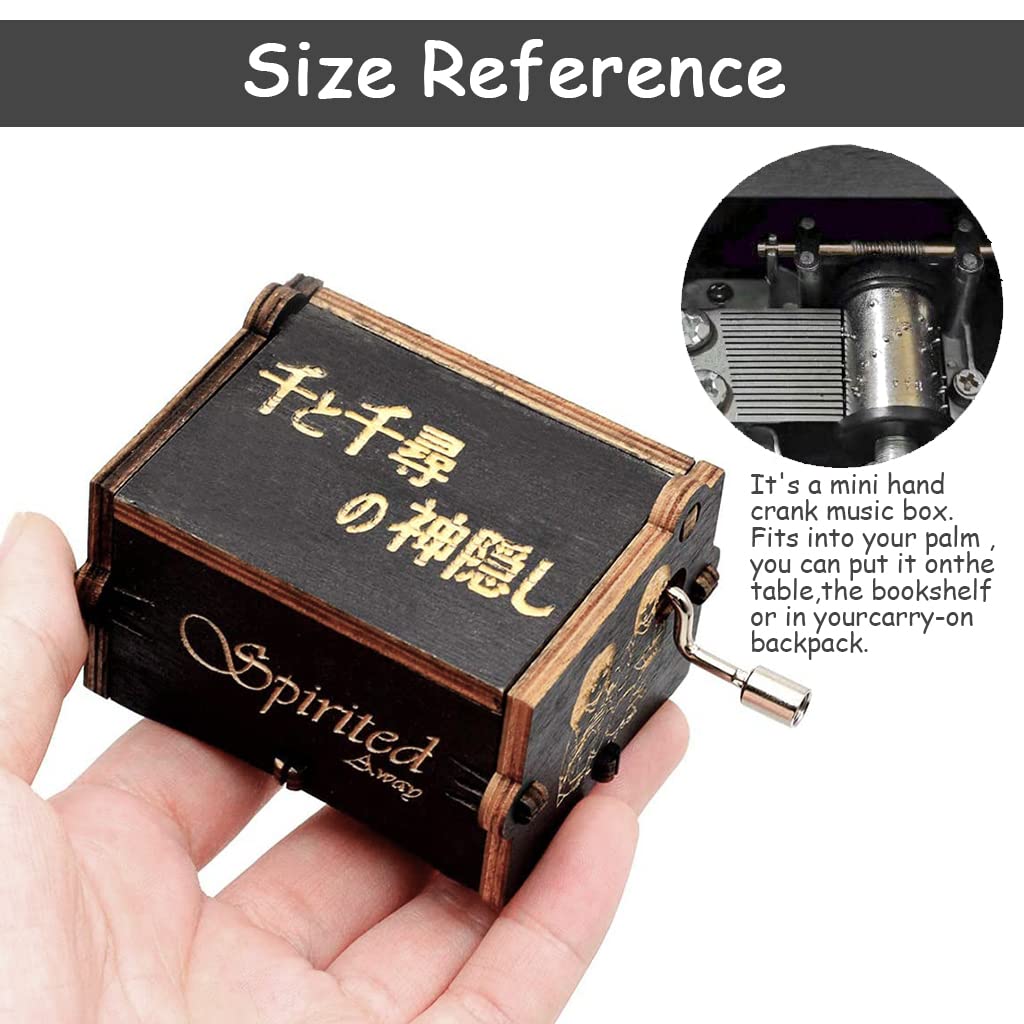 PATPAT® Wooden Spirited Away Music Box Hand Crank Music Box Wooden Music Box Gift Vintage Chihiro Figure Engraved Music Box Kids Toy Desk Decoration