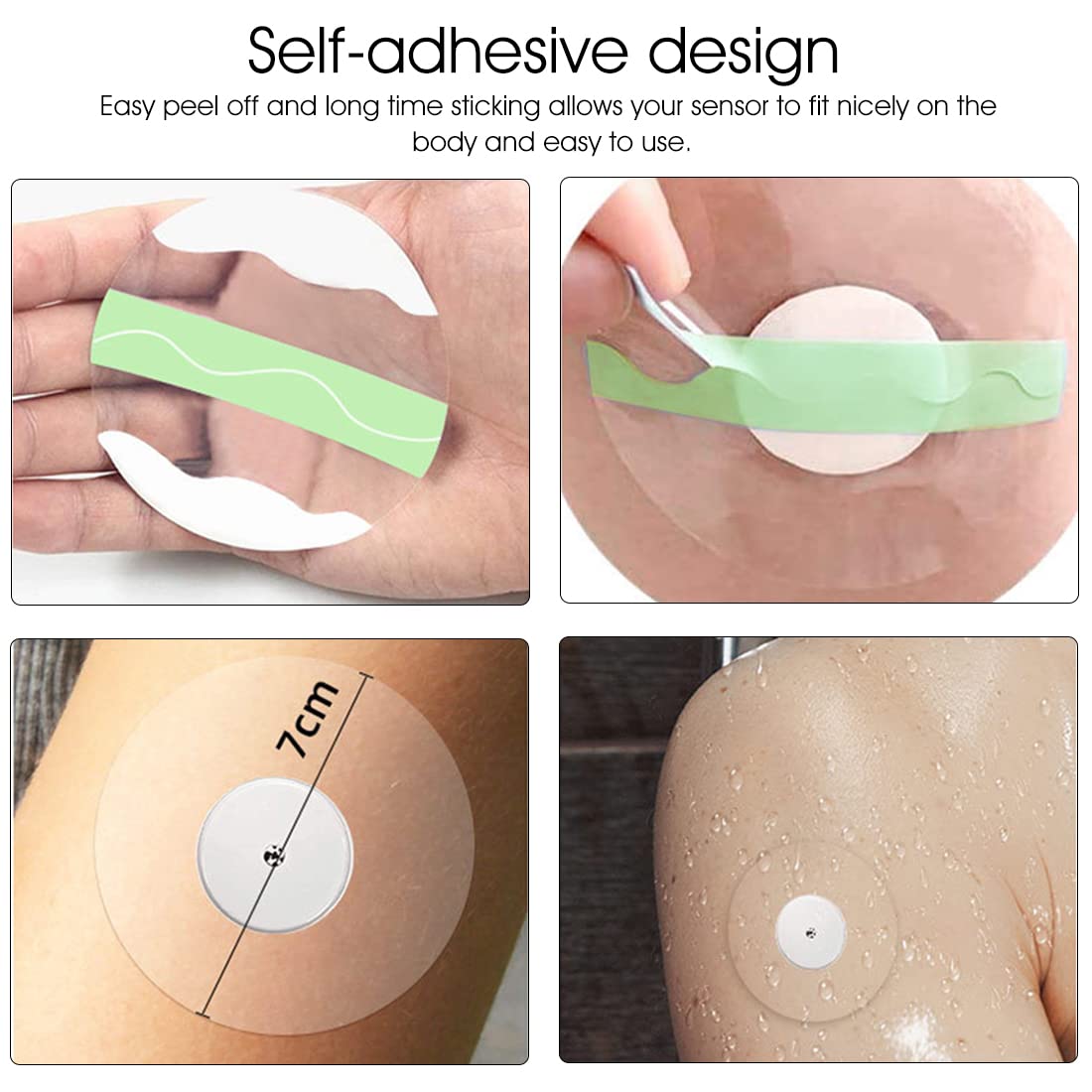 HANNEA Freestyle Sensor Sticker Patches for Arm with No Glue Center 30 Pcs | Waterproof and Breathable