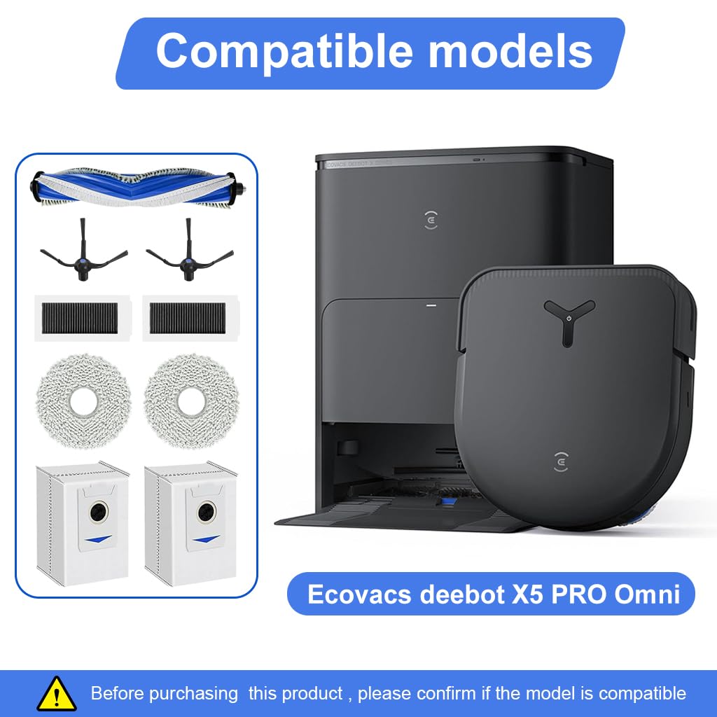 HASTHIP Replacement Parts for Ecovacs X50 PRO Omni Vacuum | 9 Pcs with Main Brush and Filters