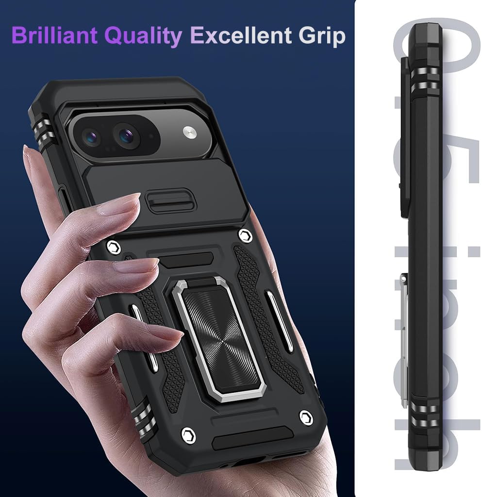 ZORBES PC Phone Case for Google Pixel 9 Pro XL with Kickstand Ring and Magnetic Design | Shockproof Protection