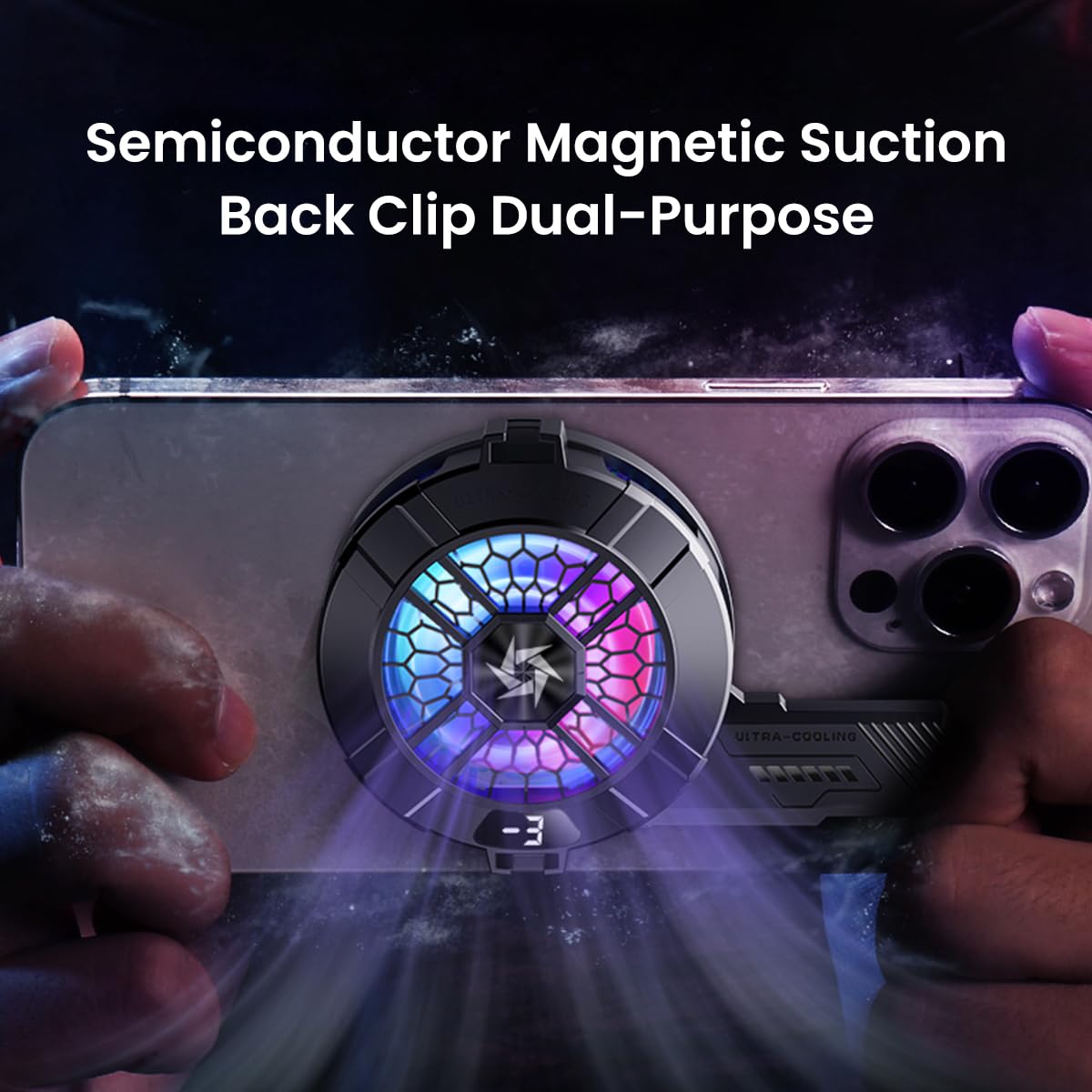 ZORBES Magnetic Phone Cooler for Gaming and Streaming with LED Clip | Real-Time Temp Display