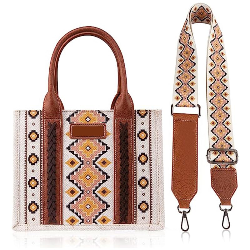 PALAY® Tote Bag Women Large Tote Bag Shoulder Bag Crossbody Bag with Print Shoulder Belt, Vintage Boho Print Tote Bag for Daily, Travel, Fashion Women Tote Bag