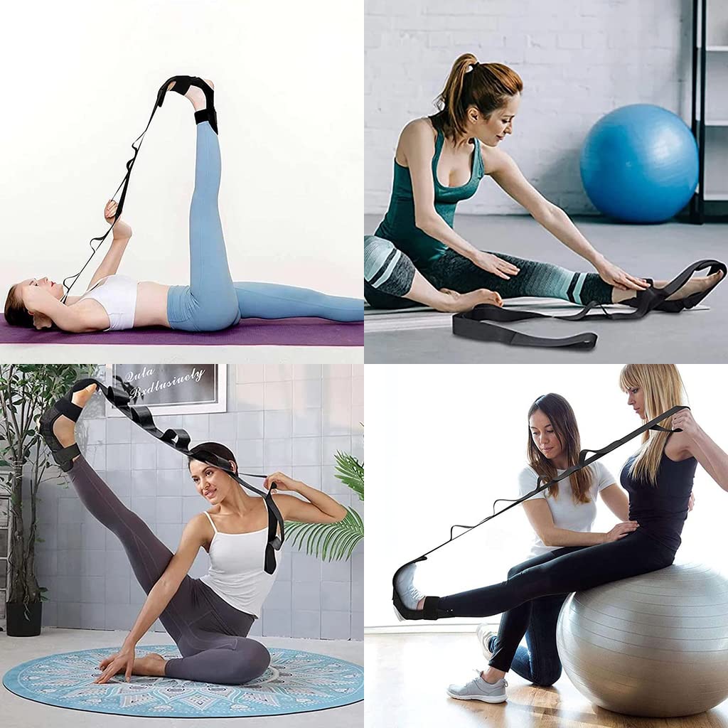 Proberos Yoga Belt for Stretching and Rehabilitation with 5 Loop Sectional Design | Breathable Polyester Cotton Strap for Women and Men