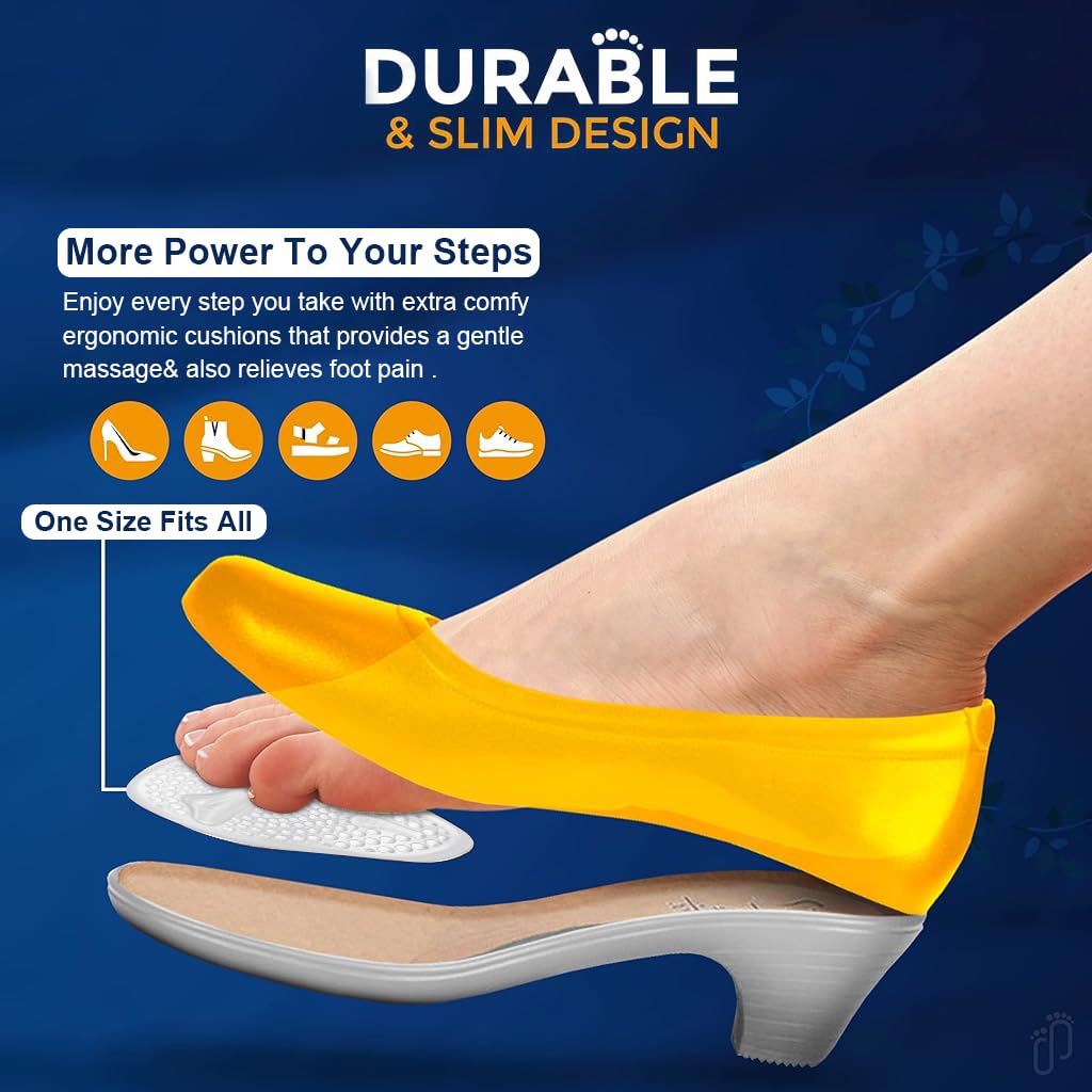 PALAY® Metatarsal Pads for Women, Men Anti Slip Soft Gel Insole Pads Ball of Foot Cushion Pad for Heels, Shoes Metatarsal Pads for Toes Pain Metatarsalgia Dancer Foot Support for High Heels - 2 Pair