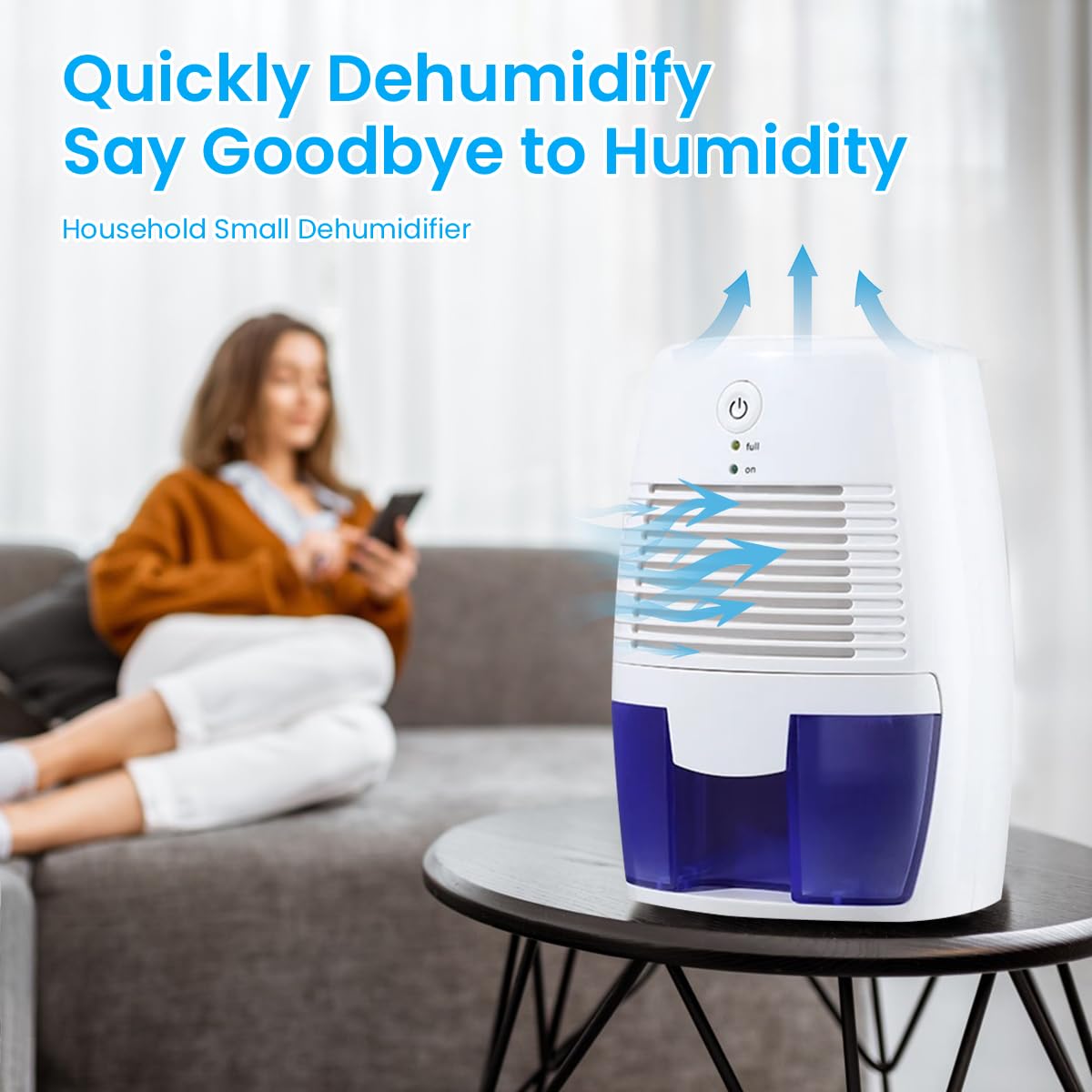 HANNEA Mini USB Dehumidifier for Bedroom and Kitchen featuring Auto Shut-Off 500ml Tank | Ultra-Quiet Portable Design