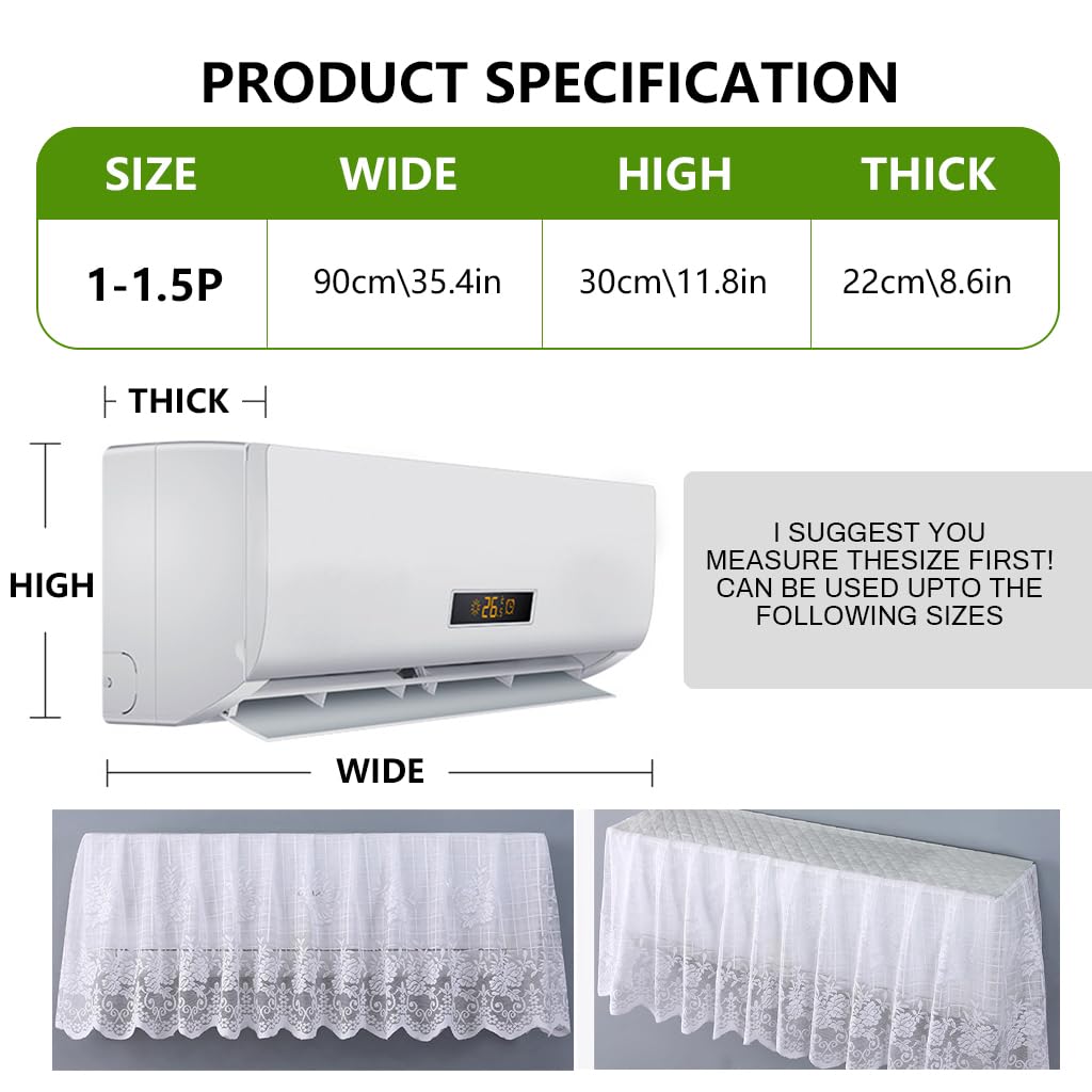HASTHIP Dust Cover for Air Conditioner 1-1.5p Split with Floral Lace and Ventilation Design | Hand Washable Reusable Polyester