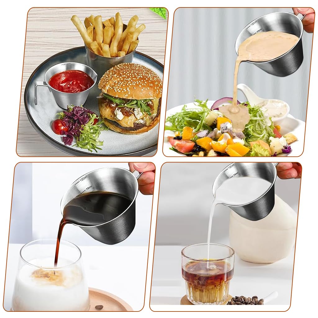 Supvox Espresso Coffee Cup for Precise Measuring with Dual V-Nozzle Design 100ml Brushed Stainless Steel