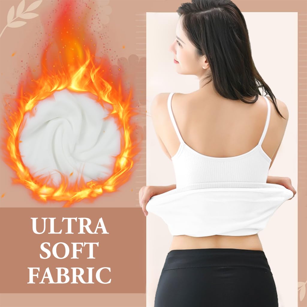 Zibuyu Thermal Top for Women featuring V Neck Fleece Lined Cotton Base Layer | White