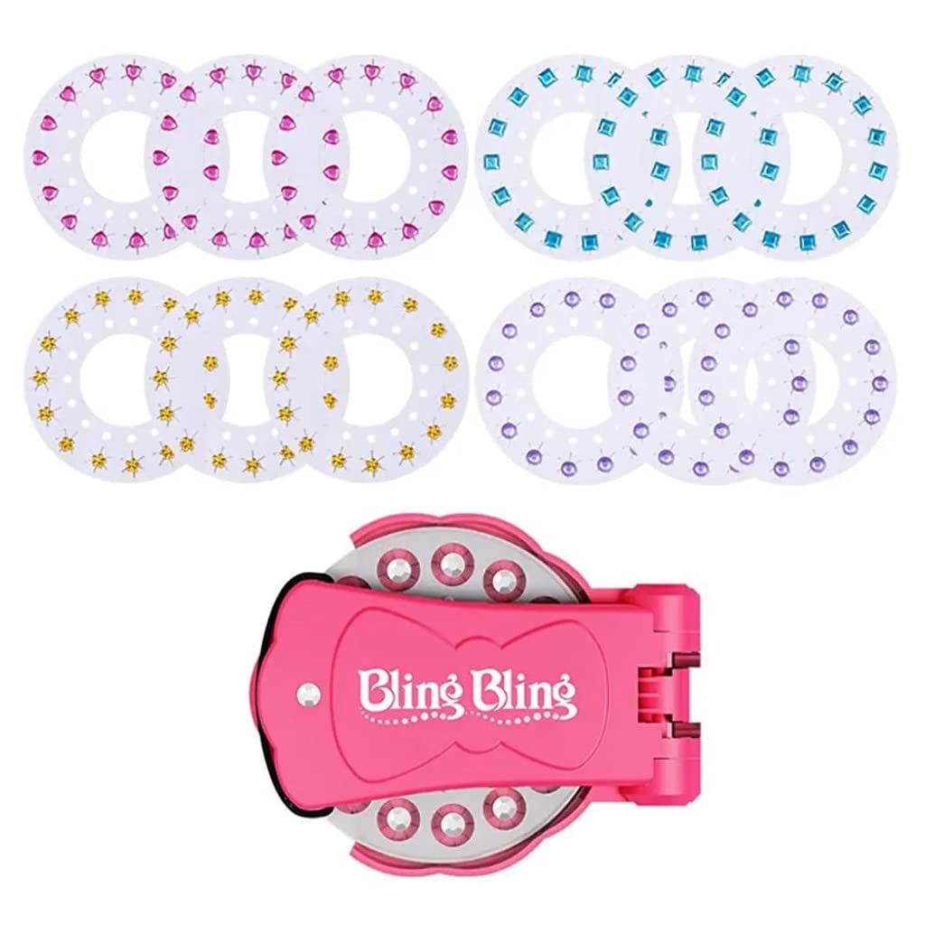 MAYCREATE Hair Gem Refills for Stapler with 12 Discs 180 Multisize Gems in 4 Colors | for Girls and Women Hairstyling