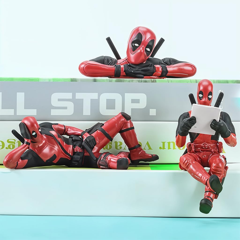 Zibuyu Deadpool Action Figure Set for Car and Desk Decor with Movable Joints | 3 Pc PVC Collectibles