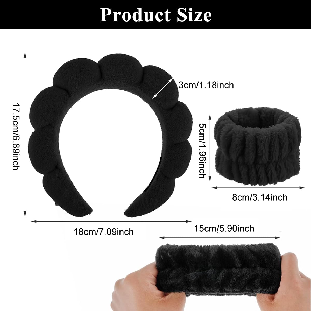 MAYCREATE Spa Headband and Wristband Set for Face Washing with Sunflower Design | Soft Flannel Elastic Accessories for Women