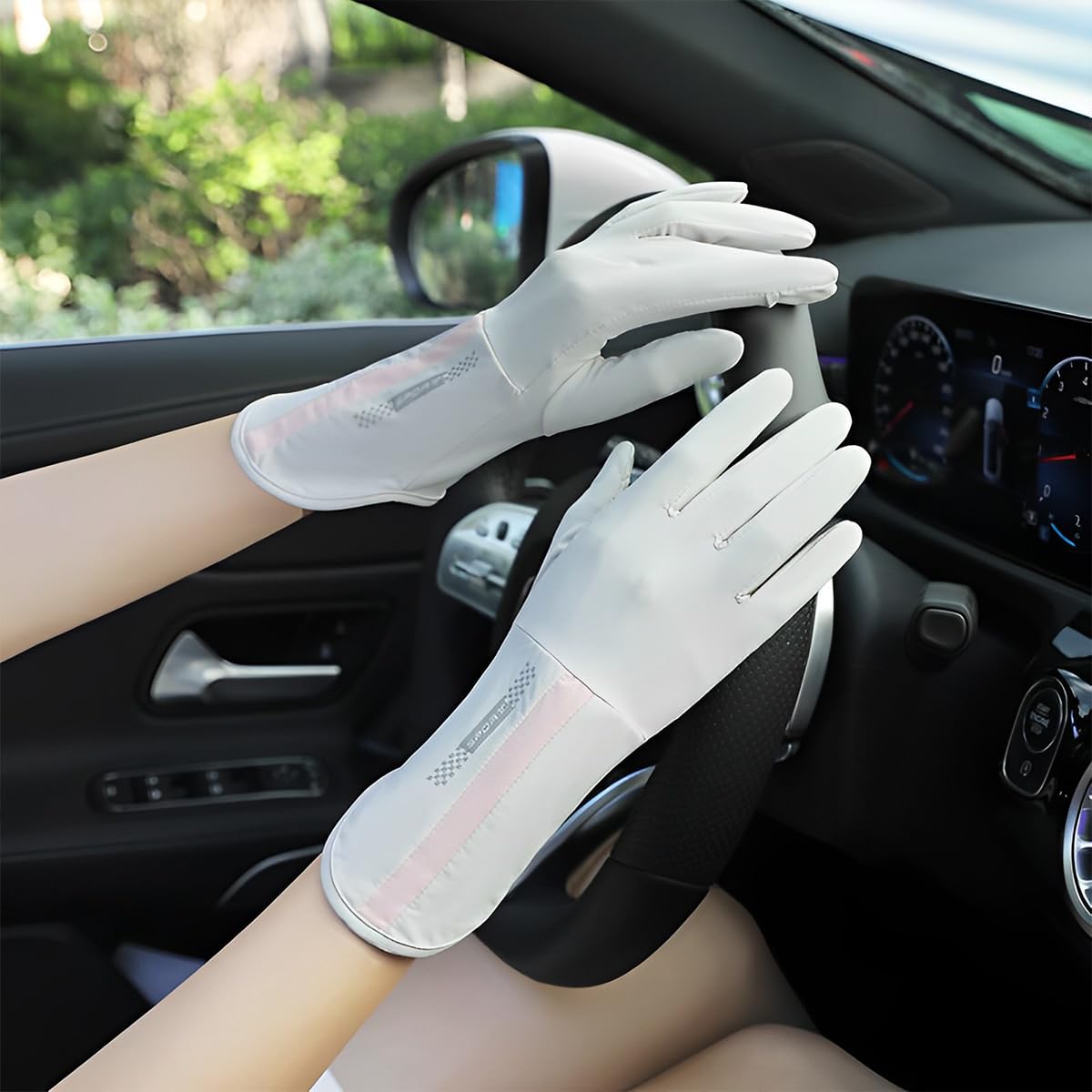 PALAY Hand Gloves for Bike Riding with Non Slip Touch Screen Design and Grey 2PCS | UV Sun Protection UPF 50 Plus for Women